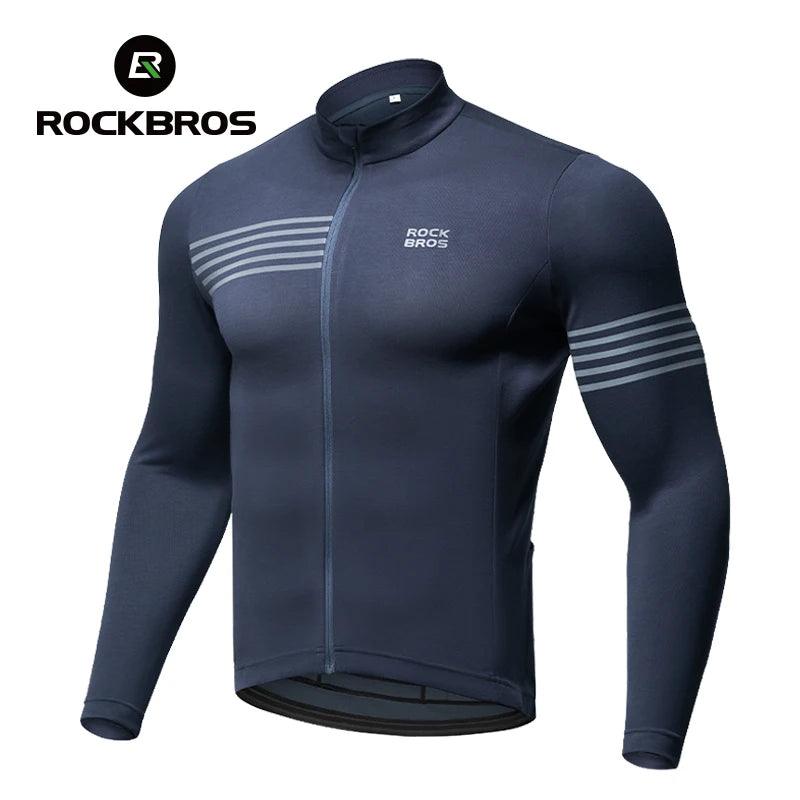 ROCKBROS Winter Cycling Jacket Warm Long Sleeves Top Riding Clothing Tight Reflective Logo Men's Cycling Jersey Profession Cloth