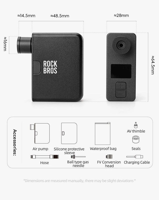 ROCKBROS Bike Air Pump Portable Mini Electric Air Compressor Treasure Type-C With LED Indicator Light Road MTB Accessories