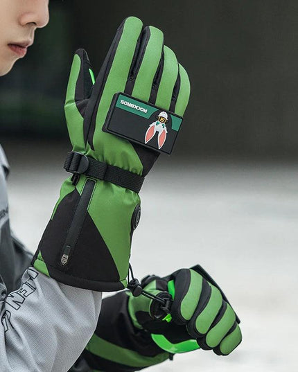 ROCKBROS Heat Skiing Gloves Electric Heated Gloves Winter Thermal Gloves Snowboard Cycling Motorcycle Bicycle Ski Outdoor Glove