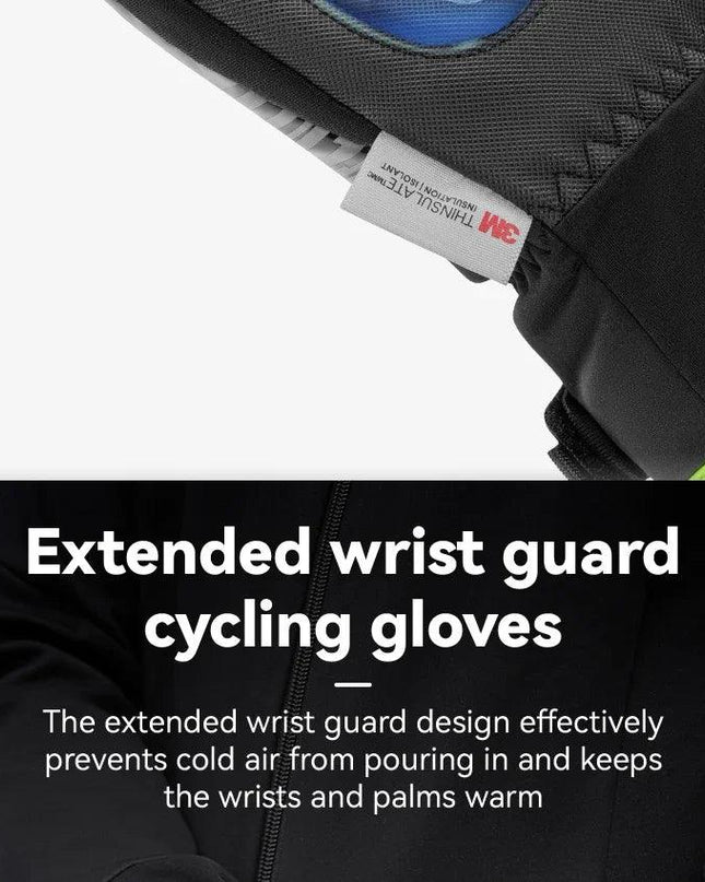 ROCKBROS Cycling Gloves Winter Windproof Keep Warm Reflective Gloves Thickened Palm Pad Touch Screen Night Cycling Glove MTB Men
