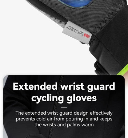 ROCKBROS Cycling Gloves Winter Windproof Keep Warm Reflective Gloves Thickened Palm Pad Touch Screen Night Cycling Glove MTB Men