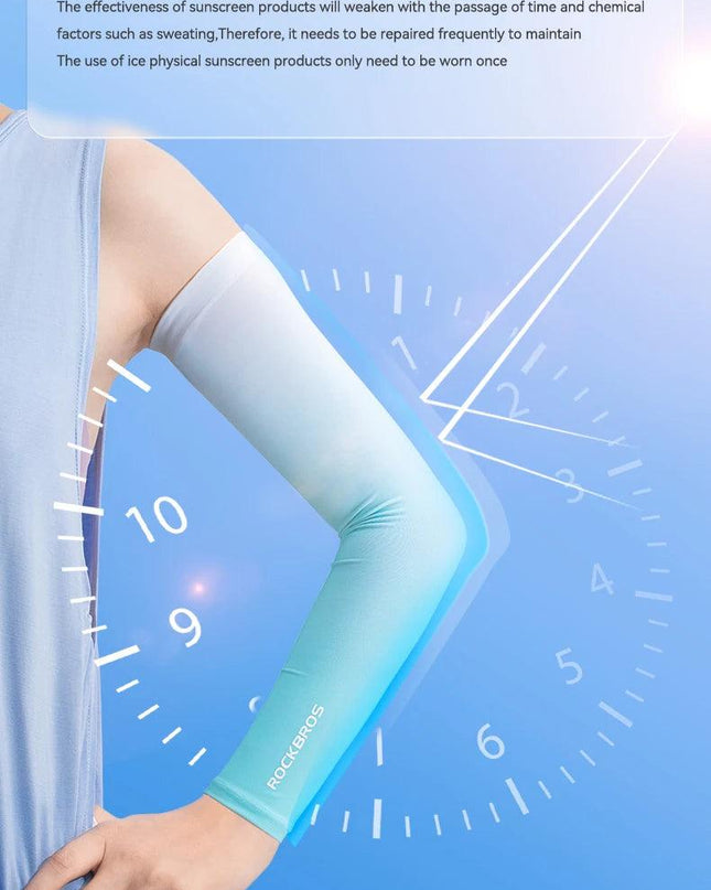 ROCKBROS Arm Sleeves Ice Silk Sports Cycling Arm Sleeves Cover Sun UV Protection Breathable Outdoor Running Fitness Equipment