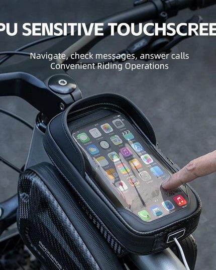 ROCKBROS Bicycle Bag Shockproof Touchscreen Top Tube Bags EVA Hard Shell Front Frame Phone Case Bike Bag Cycling Accessories
