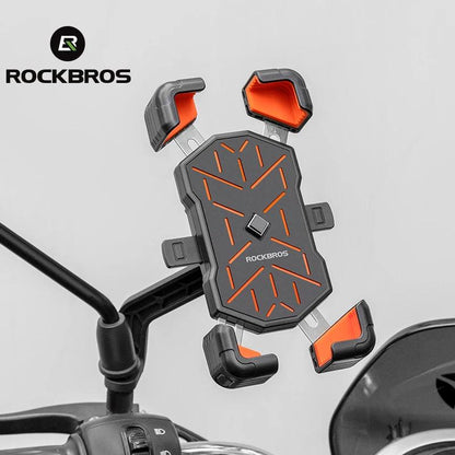 ROCKBROS Bike Phone Holder 360° View Universal Bicycle Phone Holder 4.5-7.2inch Mobile Phone Stand Shockproof Motorcycle Bracket