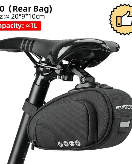 ROCKBROS Rainproof Bicycle Bag Shockproof Bike Saddle Bag For Refletive Rear Large Capatity Seatpost MTB Bike Bag Accessories