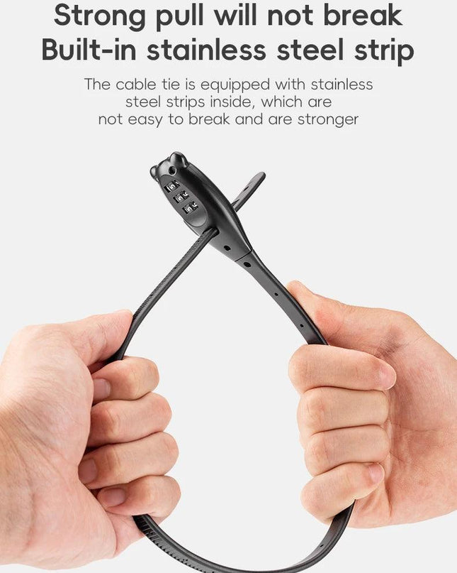 ROCKBROS Portable Bicycle Lock Cable Tie Zinc Alloy Lock Helmet Password Lock Anti-Theft Safety Freely Adjustable Rope Lock