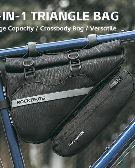 ROCKBROS Combination Bike Bag Triangle Bag Front Tube Bag Large Capacity MTB Road Frame Bag Reflective Bicycle Accessories