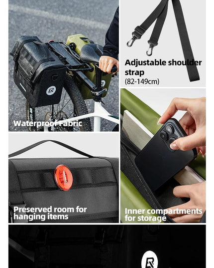 ROCKBROS 15L Multifunctional Saddle Bag Waterproof Cycling MTB Bike Rack Bag Travel Bag 3D support Big Capacity Bicycle Rear Bag