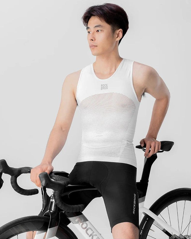 ROCKBROS Cycling Vest High Elastic Cycling Base Layer Sleeveless Bicycle Vest Quick Dry Undershirt Breathable Running Sport