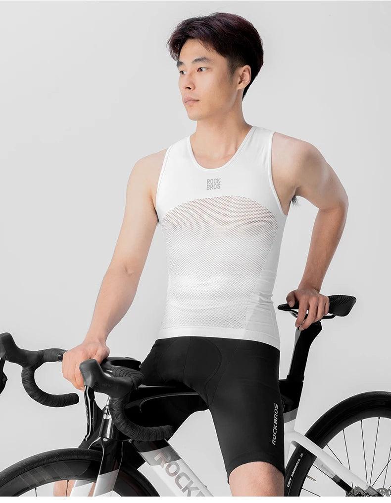 ROCKBROS Cycling Vest High Elastic Cycling Base Layer Sleeveless Bicycle Vest Quick Dry Undershirt Breathable Running Sport