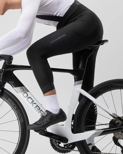 ROCKBROS Winter Cycling Bib Pants Breathable Long Pants Road Bike Pants Bib Tights 3D Cushion Padded Fleece Thermal Bicycle Pant