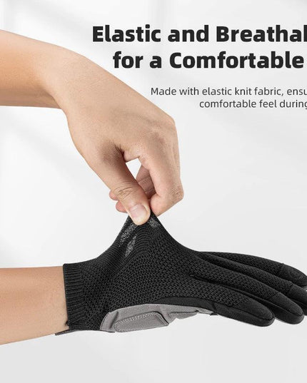 ROCKBROS Bicycle Gloves Full Finger Cycling Gloves Knit Fabric Touch Screen Motorcycle Gloves Autumn Winter Thermal Windproof
