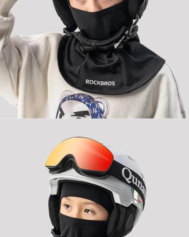 ROCKBROS Children‘s Winter Cycling Caps Riding Face Cover Windproof Outdoor Hiking Warm Neck Face Breathable Bike Hat Balaclava