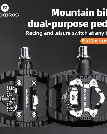 ROCKBROS MTB Bicycle Pedals 2 In 1 Flat/Lock Pedal Mountain Bike Non-Slip Labor Saving Nylon Pedals Waterproof Sealed Bearing