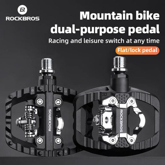 ROCKBROS MTB Bicycle Pedals 2 In 1 Flat/Lock Pedal Mountain Bike Non-Slip Labor Saving Nylon Pedals Waterproof Sealed Bearing