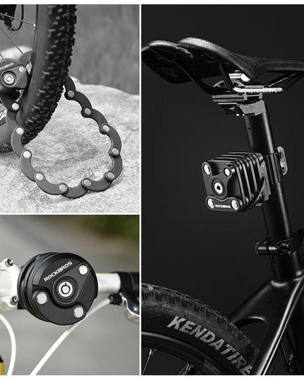ROCKBROS Bike Lock With Keys Bicycle Lock High-Security Anti-Theft Portable Cycling Chain Lock With Mount Bracket Accessories