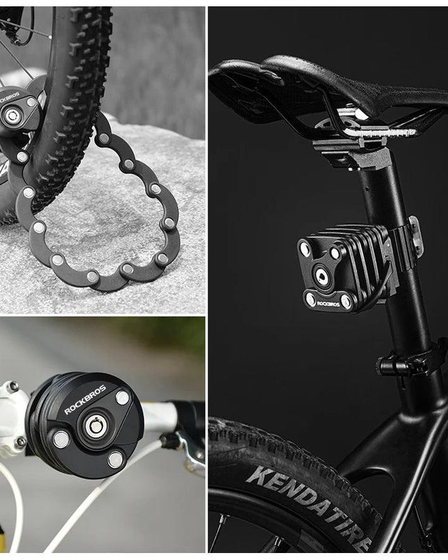 ROCKBROS Bike Lock With Keys Bicycle Lock High-Security Anti-Theft Portable Cycling Chain Lock With Mount Bracket Accessories