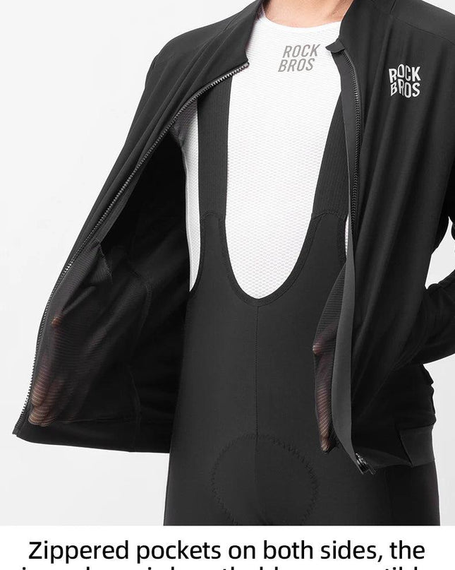ROCKBROS Windproof Jacket Thermal Fleece Bike Jersey Autumn Winter Outdoor Sport Jacket Coat 0-15°with Italian warm fabric
