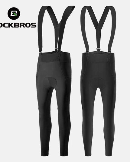 ROCKBROS Windproof Warm Bicycle Pants Winter Removable Buckle Strap Pants High Quality Shock-Absorbing Comfort Pad Pants MTB Men