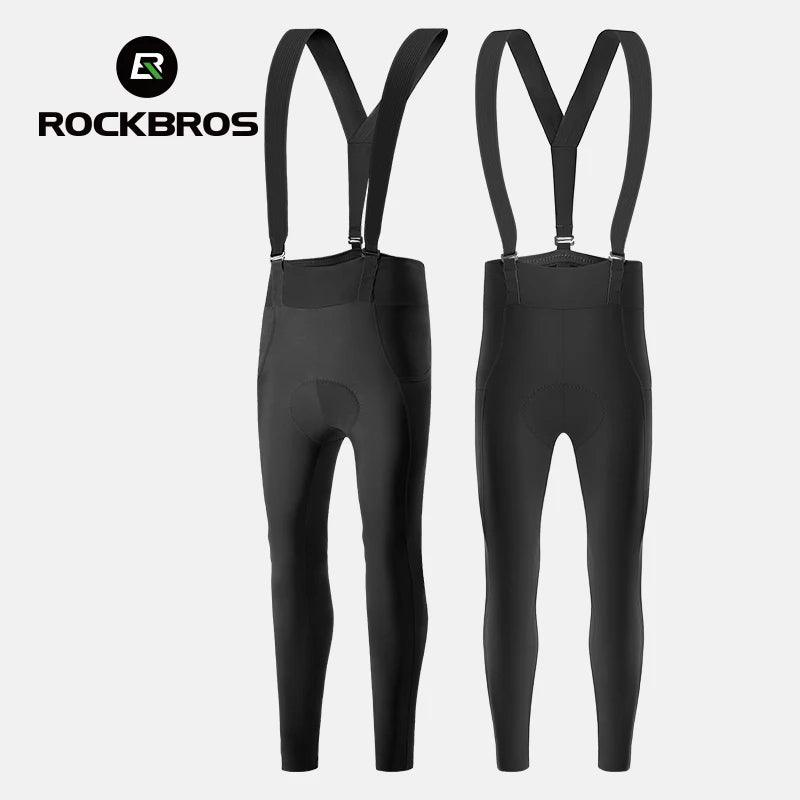 ROCKBROS Windproof Warm Bicycle Pants Winter Removable Buckle Strap Pants High Quality Shock-Absorbing Comfort Pad Pants MTB Men