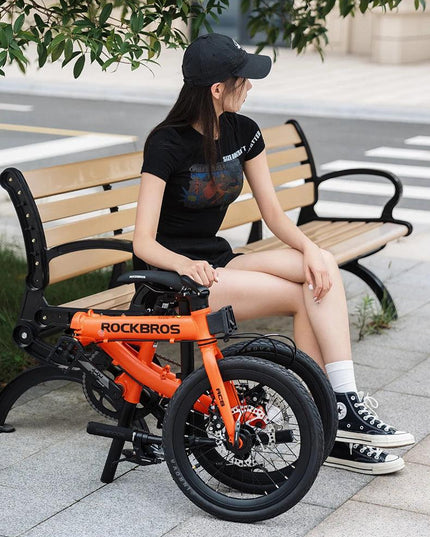 ROCKBROS Bike 16 inch with SRAM X4/X5-speed Aluminium Alloy Frame Adult Folding Bike Adjustable 9-Speed 11-32T Cassette Bike