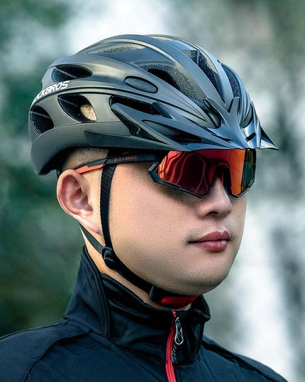ROCKBROS Bicycle Helmet Men EPS Integrally-molded Breathable Cycling Helmet Men Women Goggles Lens Aero MTB Road Bike Helmet