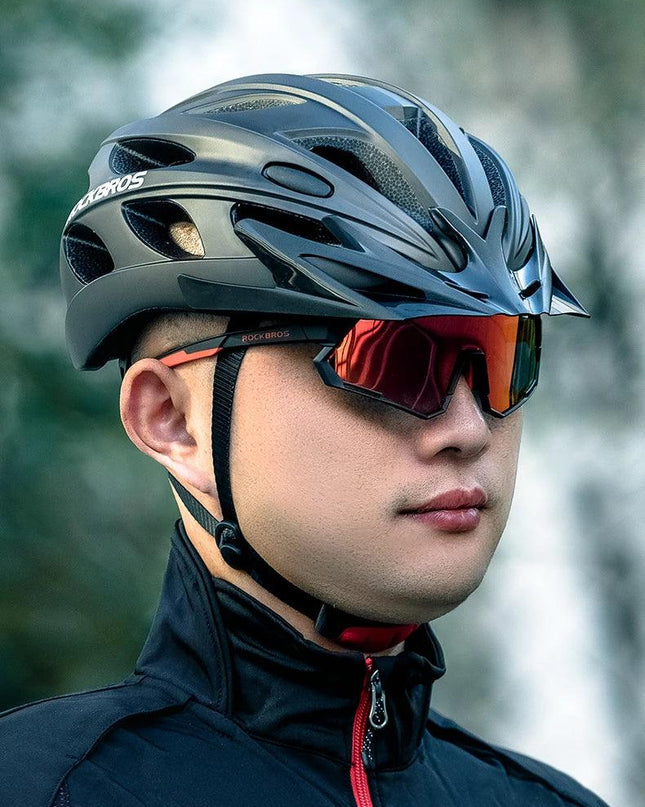 ROCKBROS Bicycle Helmet Men EPS Integrally-molded Breathable Cycling Helmet Men Women Goggles Lens Aero MTB Road Bike Helmet