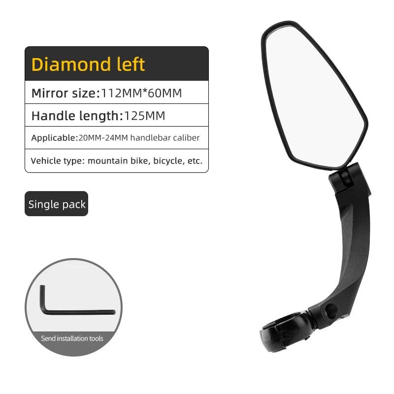 ROCKBROS Bicycle Mirror Handlebar Rear View Mirror Adjustable  Wide Range Back Sight Reflector Cycling Mirrors Bike Accessories