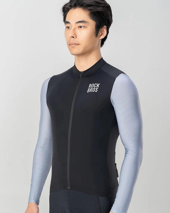 ROCKBROS Cycling Jersey Breathable Long Sleeved Quick Drying With Rear Pocket Bicycle Clothing Non-slip Sweatshirt Cycling Suit