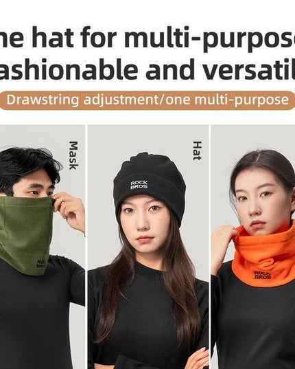 ROCKBROS Winter Scarf Hats Fleece Windproof Balaclava Hiking Warm Mask Bandana Ear Neck Cover Thermal Camping Sport Gear