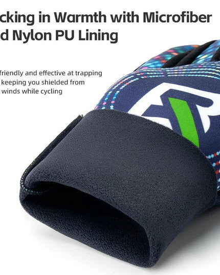 ROCKBROS Cycling Gloves Winter Warm Fleece Long Finger Gloves Mountain Road Cycling Gloves Full Finger Lengthened Wrist Guards