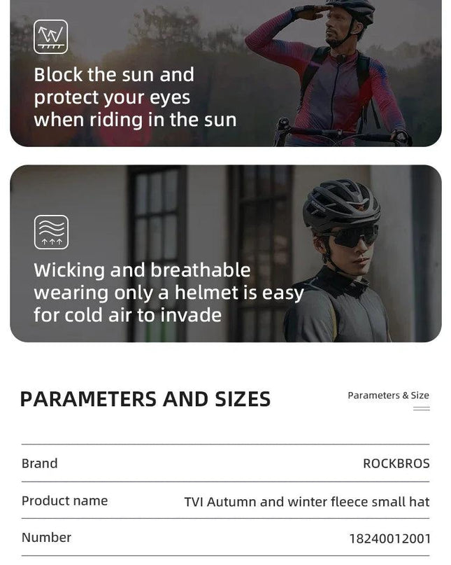 ROCKBROS TVI Cycling Cap Winter Keep Warm Thermal Fleece Hats Windproof Ear Protection Comfotable Ski Riding Small Cap Men Women