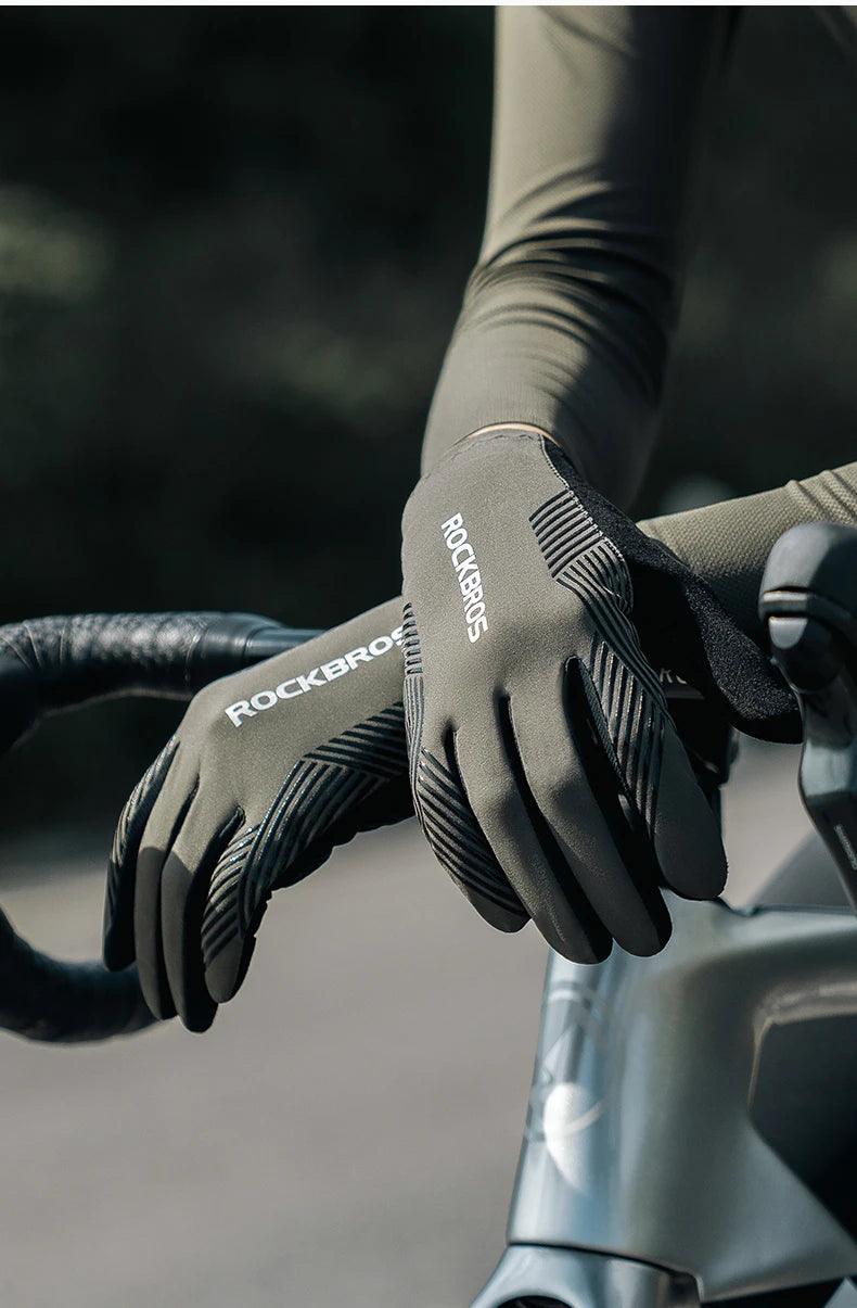 ROCKBROS Summer Cycling Gloves Breathable MTB Road Bike Non-slip Gloves Touch Screen Spring Full Finger Motorcycle Riding Gloves