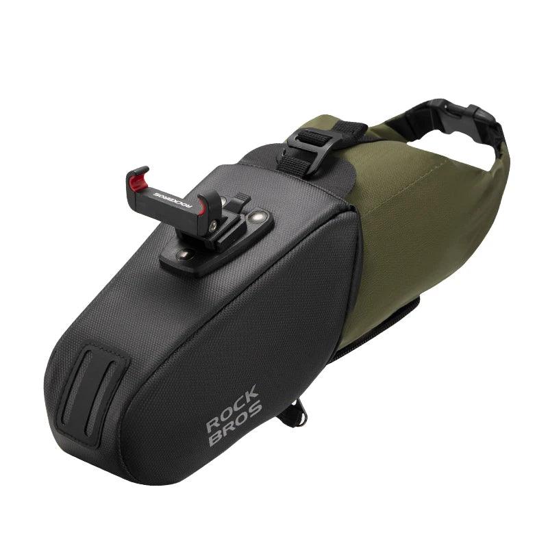 ROCKBROS Cycling Tail Bag Detachable Seat Pack Bag Large Capacity Waterproof Portable Riding Adjustable Bike Bag 0.8L-1.3L