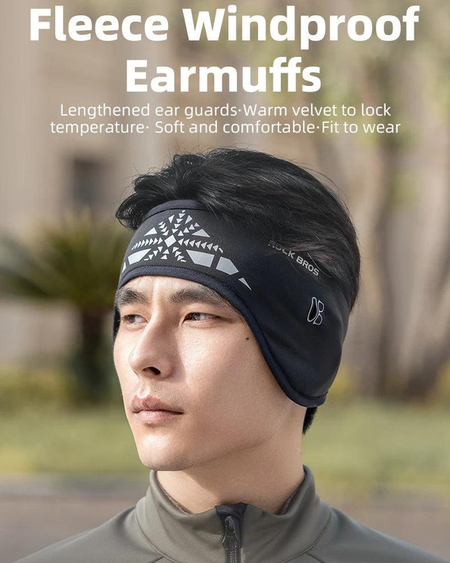 ROCKBROS Outdoor Cycling Headband Ear Warmer Men Winter Cycling Workout Windproof Double Layer Warm Earmuffs Headwear Sweatband