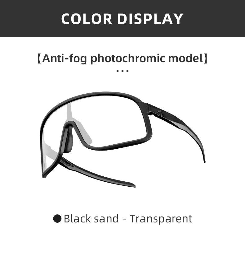 ROCKBROS Photochromic Glasses  HD Large-frame Lens Outdoor Riding Sunglasses UV400 Eyewear Sports Eye Protection Cycling Goggles