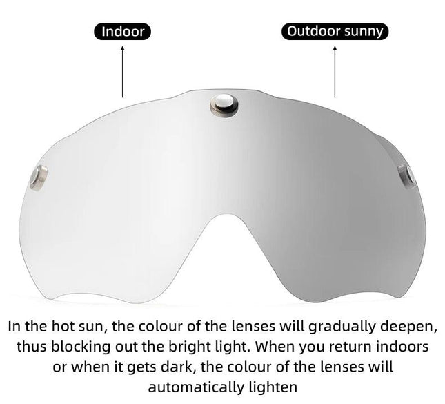 ROCKBROS Bike Helmet Lightweight Breathable Helmet PC+EPS with Photochromic Lens Wind-breaking Brim Safety Cycling Helmet