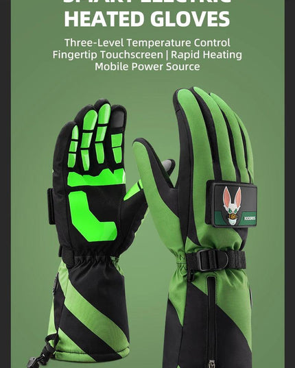 ROCKBROS Heat Skiing Gloves Electric Heated Gloves Winter Thermal Gloves Snowboard Cycling Motorcycle Bicycle Ski Outdoor Glove