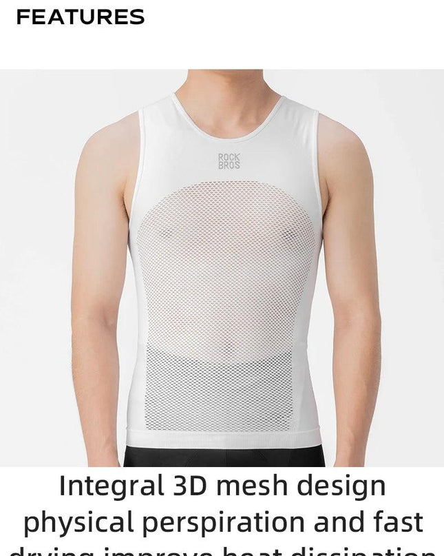ROCKBROS Cycling Vest High Elastic Cycling Base Layer Sleeveless Bicycle Vest Quick Dry Undershirt Breathable Running Sport