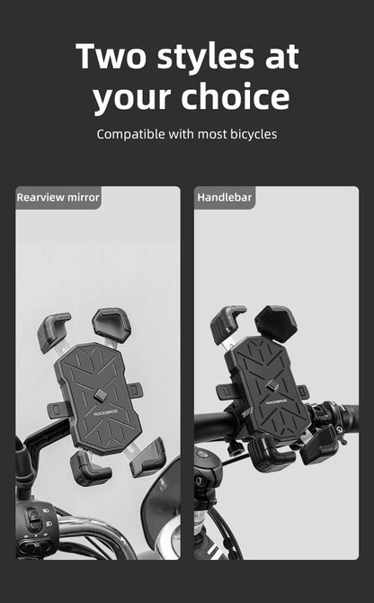 ROCKBROS Bike Phone Holder 360° View Universal Bicycle Phone Holder 4.5-7.2inch Mobile Phone Stand Shockproof Motorcycle Bracket