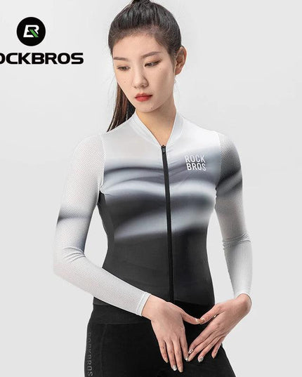 ROCKBROS Cycling Jersey Breathable Men Women Quick Dry Long-sleeved Shirt Windproof Spring/Summer Riding Clothing with YKK zippe