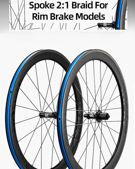 ROCKBROS Carbon Wheels 700c Road Bike Wheelset Tubeless Clincher Tires Rim Center Lock Or 6-bolt Back Road Cycling Wheelset