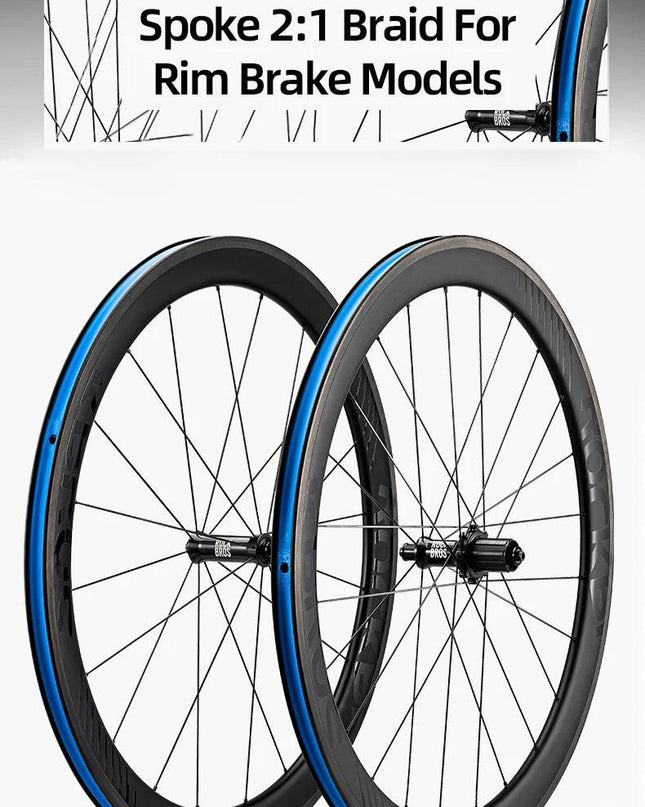 ROCKBROS Carbon Wheels 700c Road Bike Wheelset Tubeless Clincher Tires Rim Center Lock Or 6-bolt Back Road Cycling Wheelset