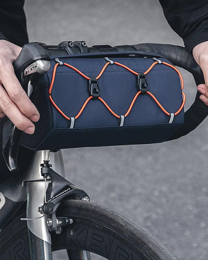 ROCKBROS Bicycle Front Tube Bag 2.2L Capacity Handlebar Bag Waterproof Multifunction Portable Shoulder Bag Tube Bag Elastic Band
