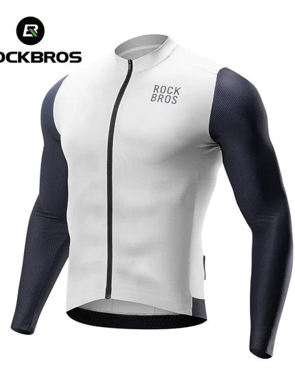 ROCKBROS Cycling Jersey Breathable Long Sleeved Quick Drying With Rear Pocket Bicycle Clothing Non-slip Sweatshirt Cycling Suit