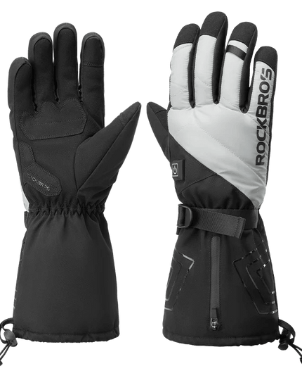 ROCKBROS Warm Heated Gloves Snowmobile Gloves With 3 Levels 4000mAh Rechargeable Battery Powered Electric Thermal Heat Glove