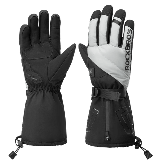 ROCKBROS Warm Heated Gloves Snowmobile Gloves With 3 Levels 4000mAh Rechargeable Battery Powered Electric Thermal Heat Glove