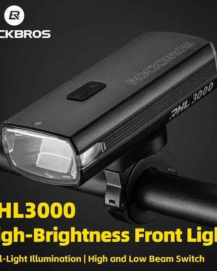 ROCKBROS 3000LM Bike Light Type-C Charging Front Lamp 10000mAh Bicycle Light IPX6 Aluminum Alloy Headlight Bike Accessories