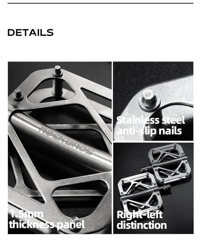 ROCKBROS Titanium Alloy Bike Pedals Ultralight Anti-slip Wide Pedal MTB Road Bike Stainless Steel Nails Cycling Accessories