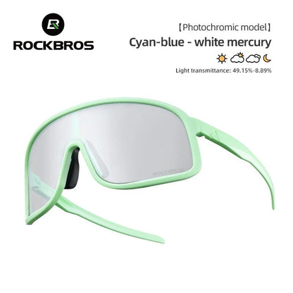 ROCKBROS Photochromic Glasses  HD Large-frame Lens Outdoor Riding Sunglasses UV400 Eyewear Sports Eye Protection Cycling Goggles